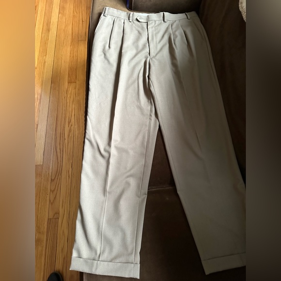 Chaps 1978  Brown Straight Cuffed Dress Pants Deep Pockets SZ 38 X 32 100% Wool - Picture 11 of 16